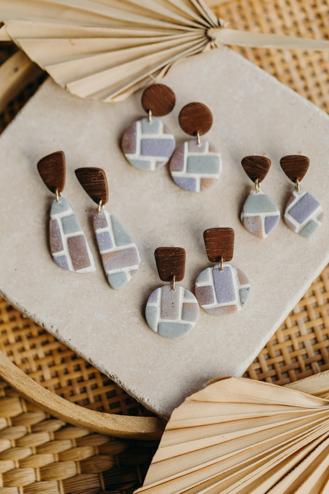 Polymer clay earrings in brick look