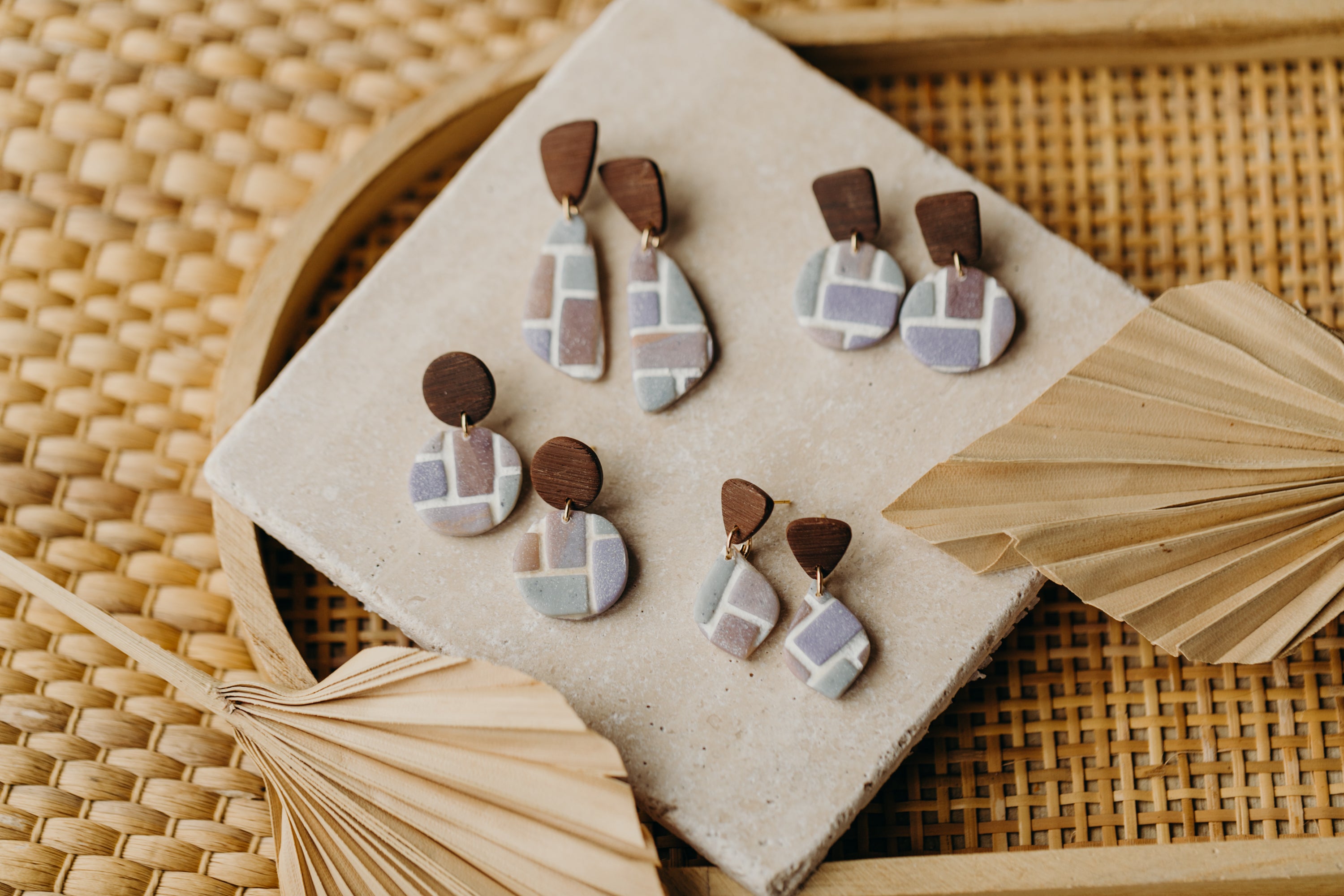 Polymer clay earrings in brick look