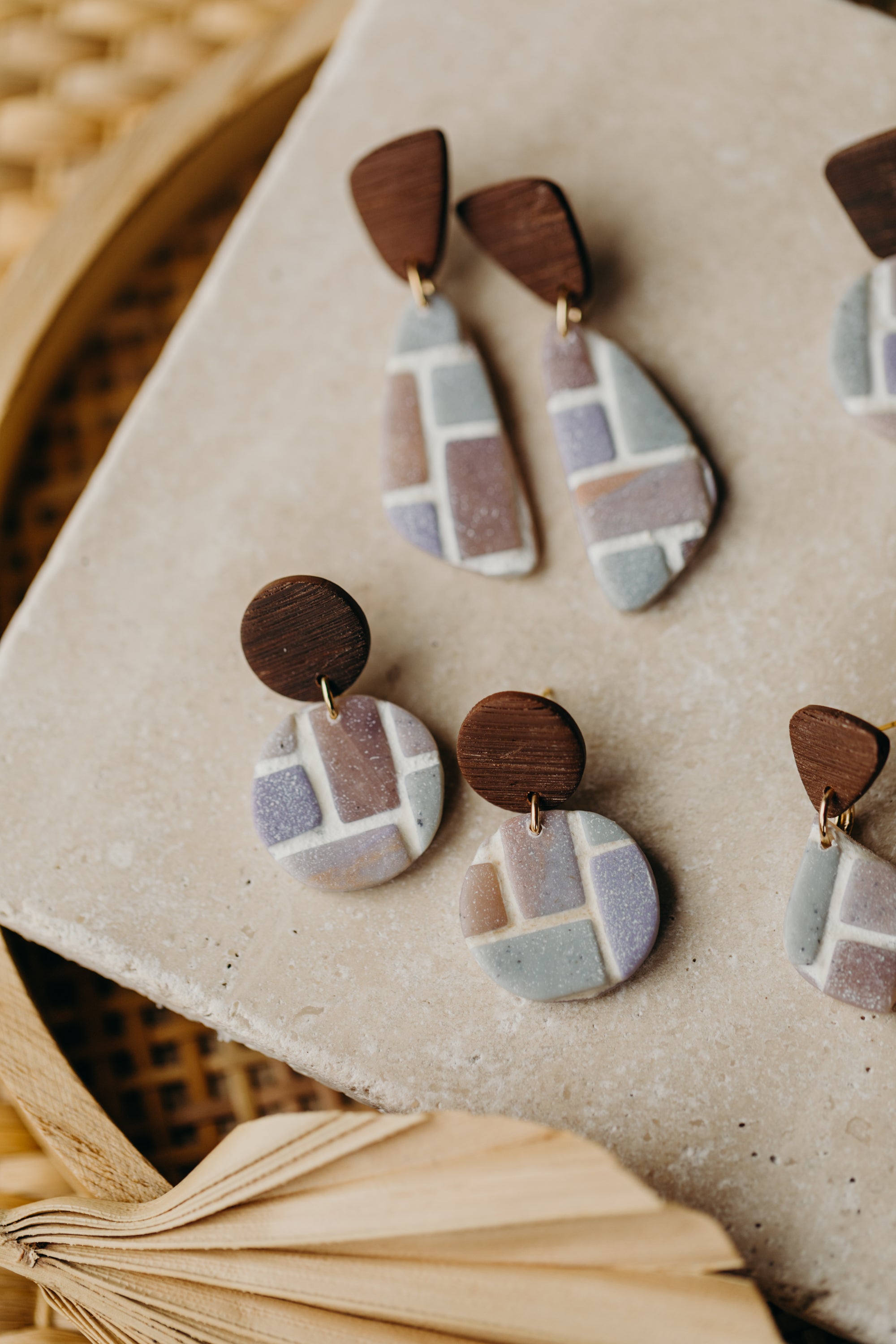 Polymer clay earrings in brick look