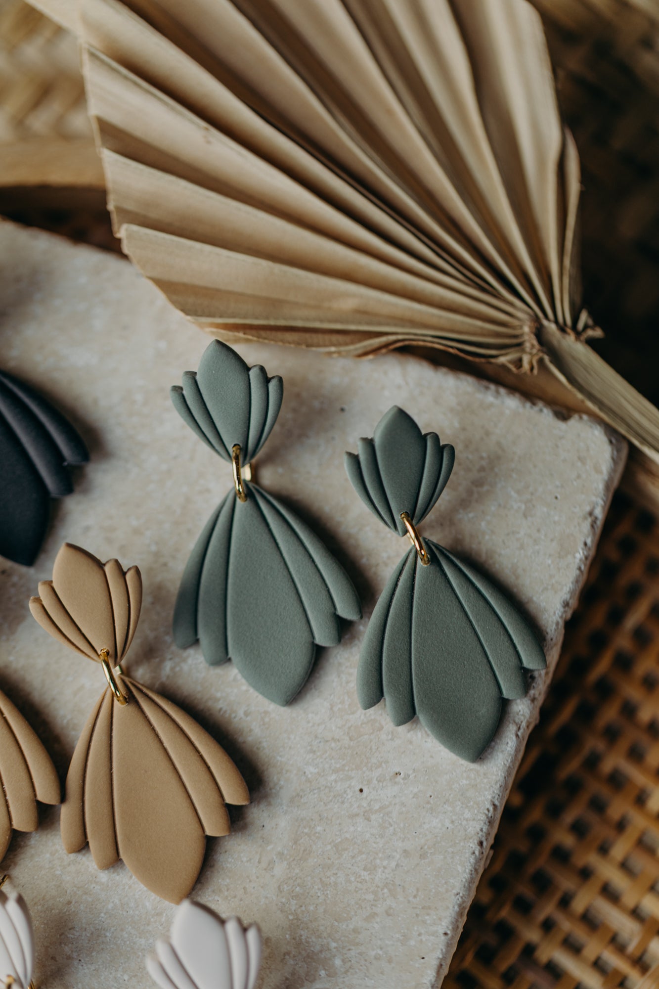 CHARLOTTE - large green statement earrings