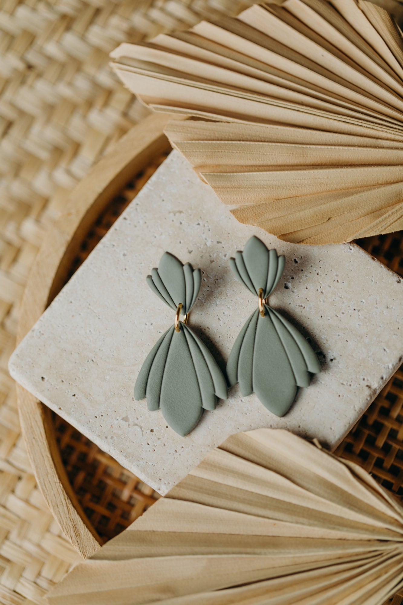 CHARLOTTE - large green statement earrings