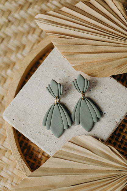 CHARLOTTE - large green statement earrings