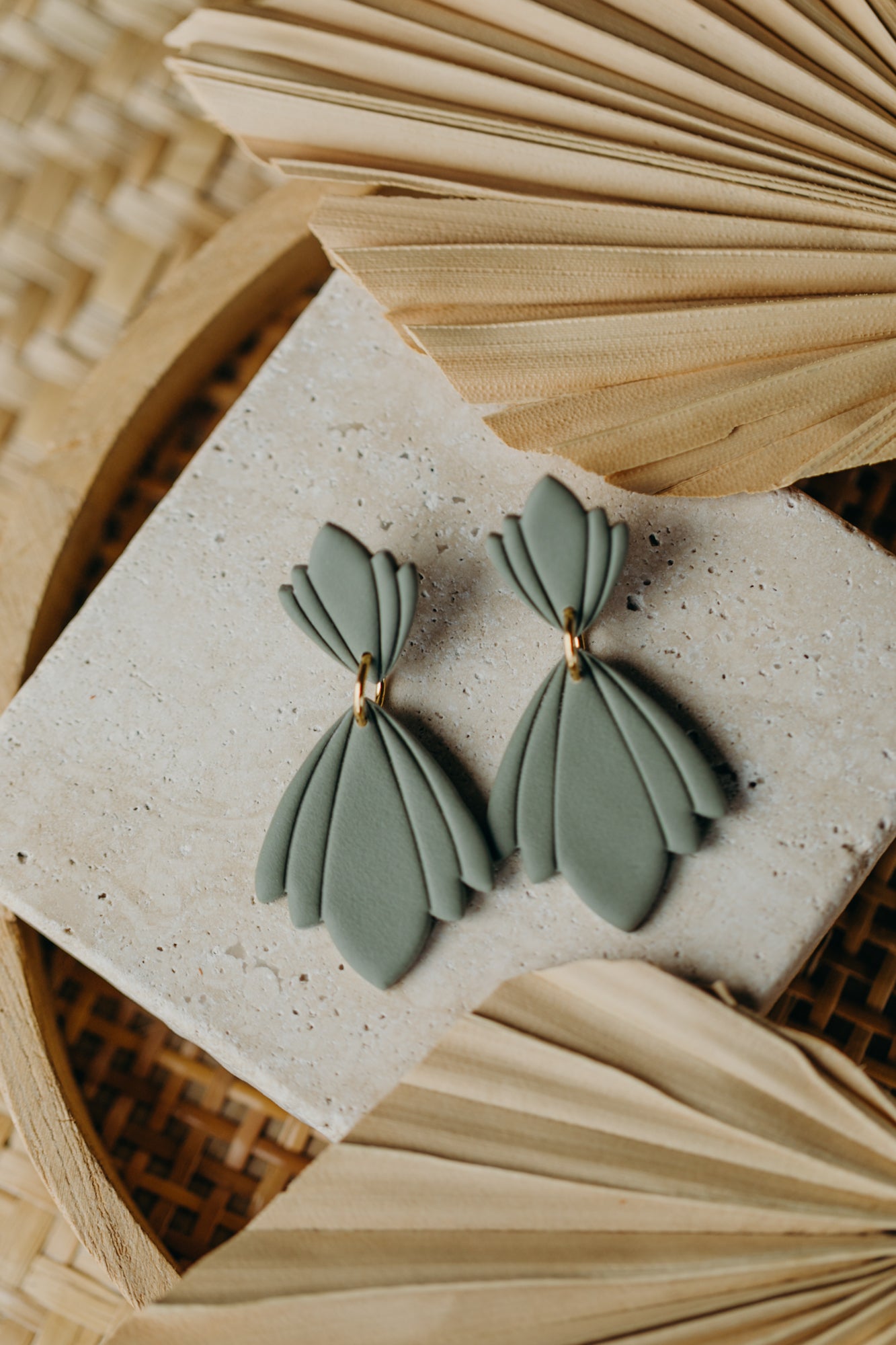 CHARLOTTE - large green statement earrings