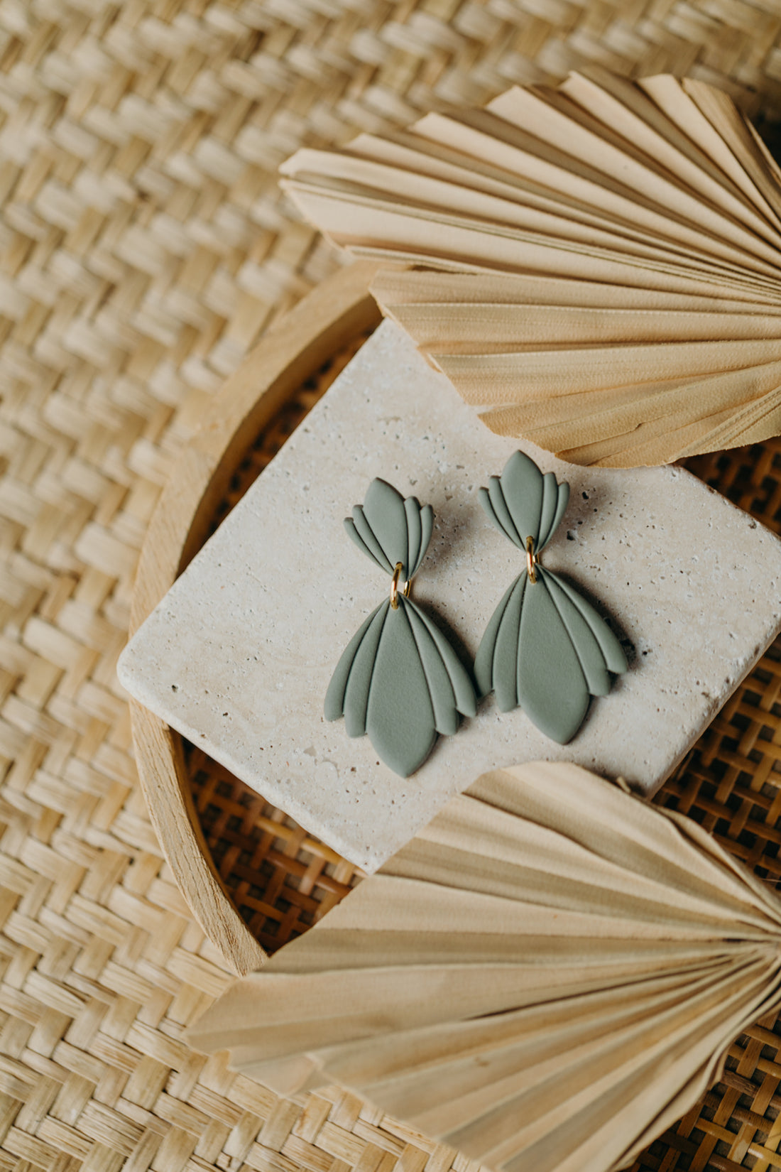 CHARLOTTE - large green statement earrings