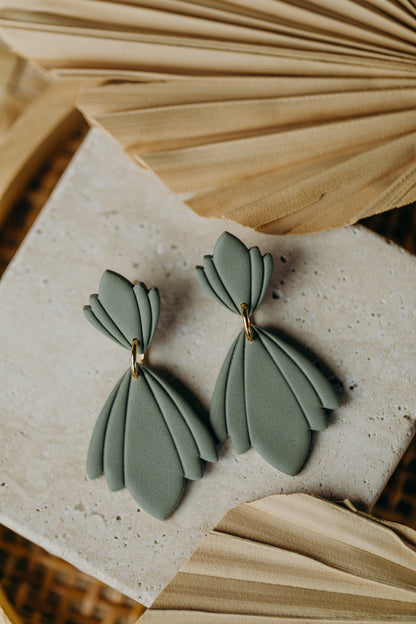 CHARLOTTE - large green statement earrings