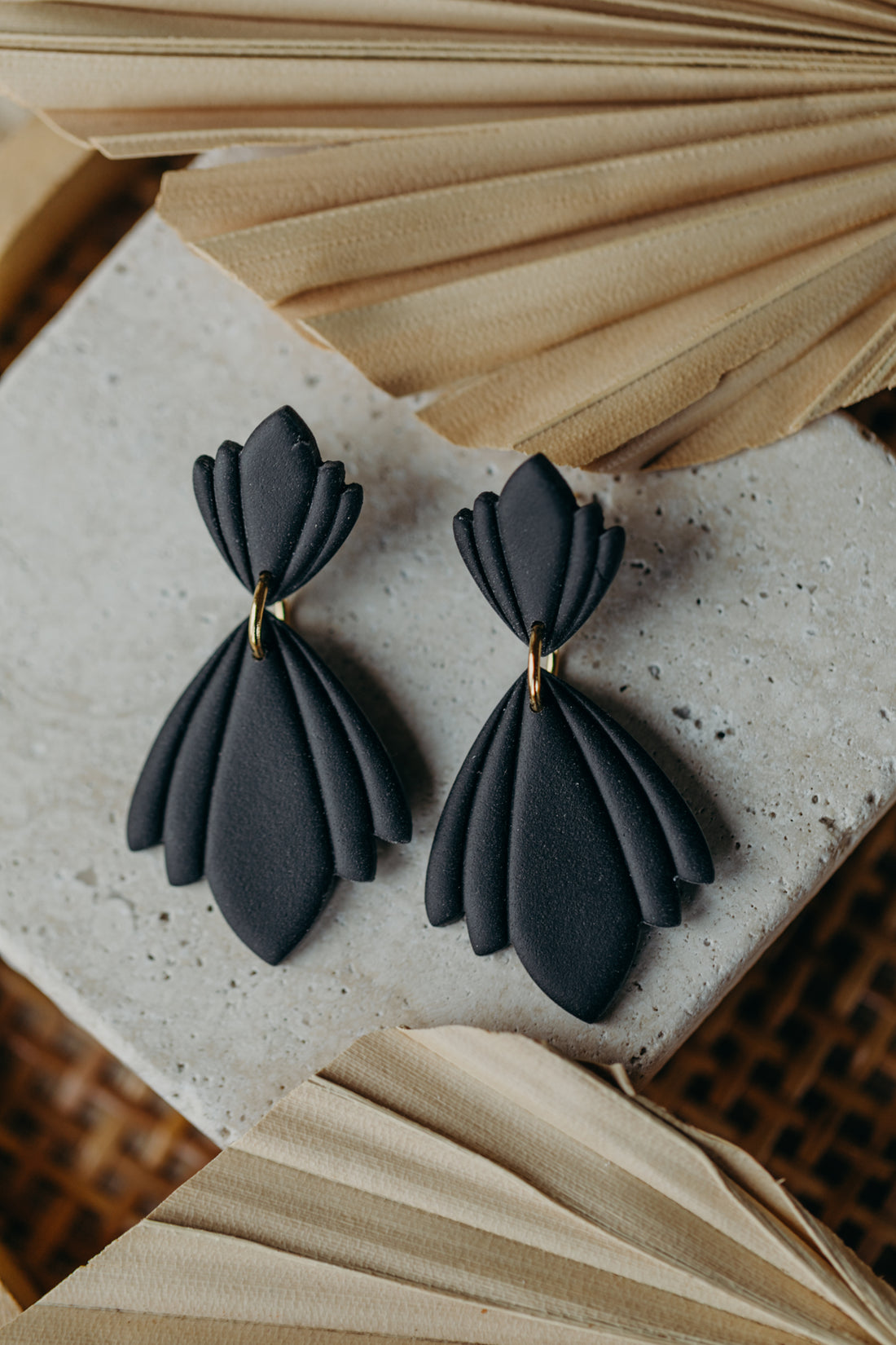 CHARLOTTE - large black statement earrings
