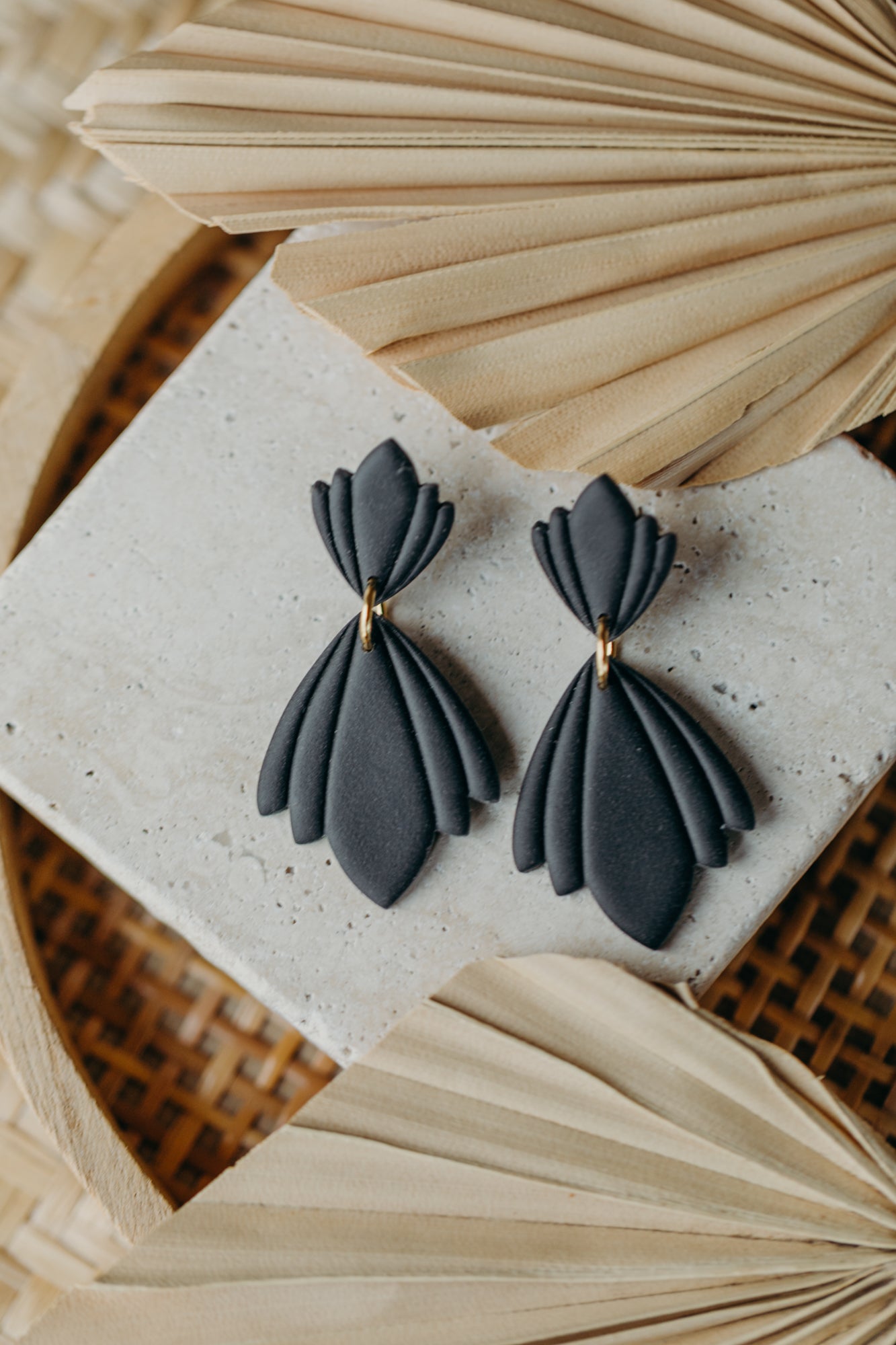 CHARLOTTE - large black statement earrings