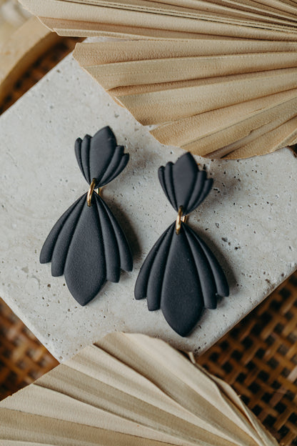 CHARLOTTE - large black statement earrings