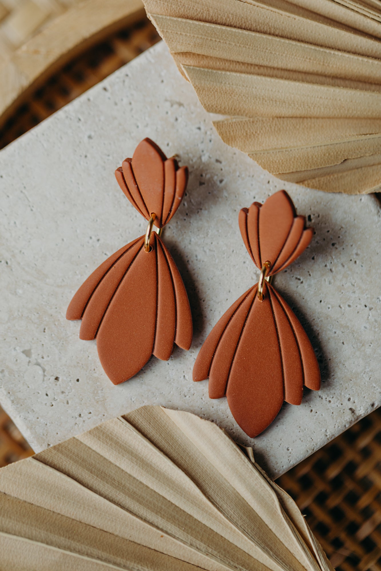 CHARLOTTE - large cinnamon-colored statement earrings