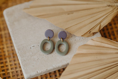 Francesca - Polymer clay earrings in orange, light purple and red