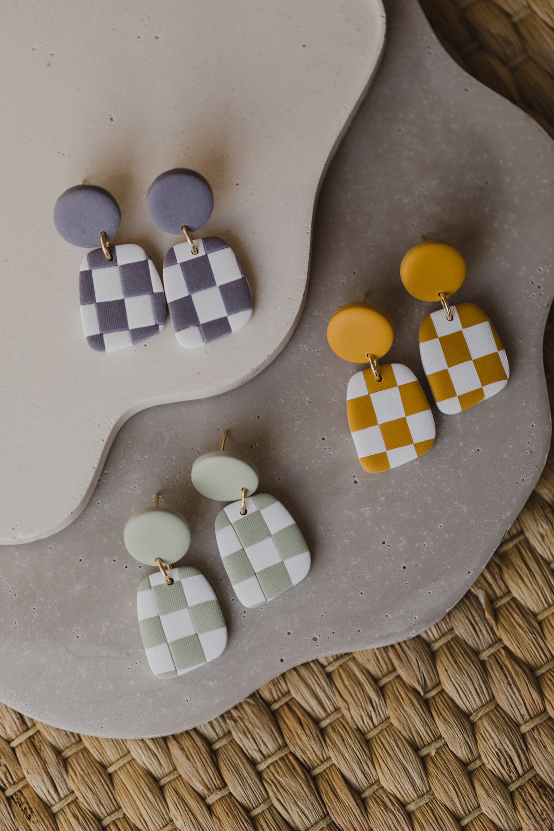 AVA - Checkerboard Ohrringe aus Polymer Ton