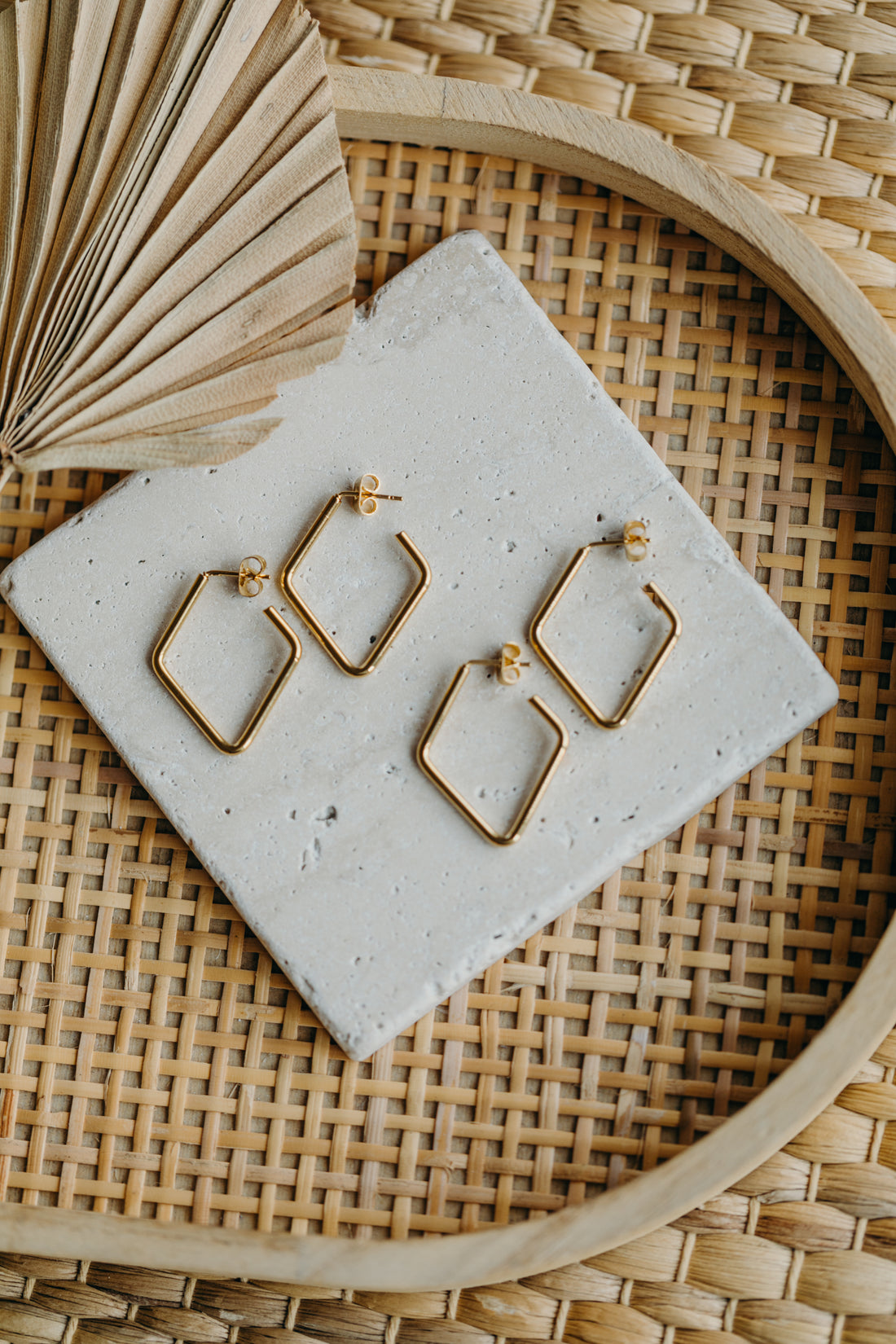diamond-shaped hoop earrings