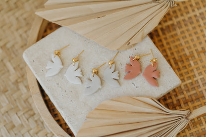 ELORA - small bird earrings in light terracotta