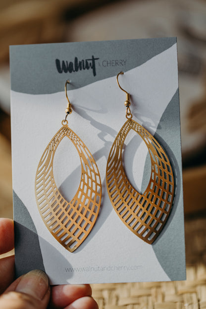 große Blatt Ohrringe aus Edelstahl