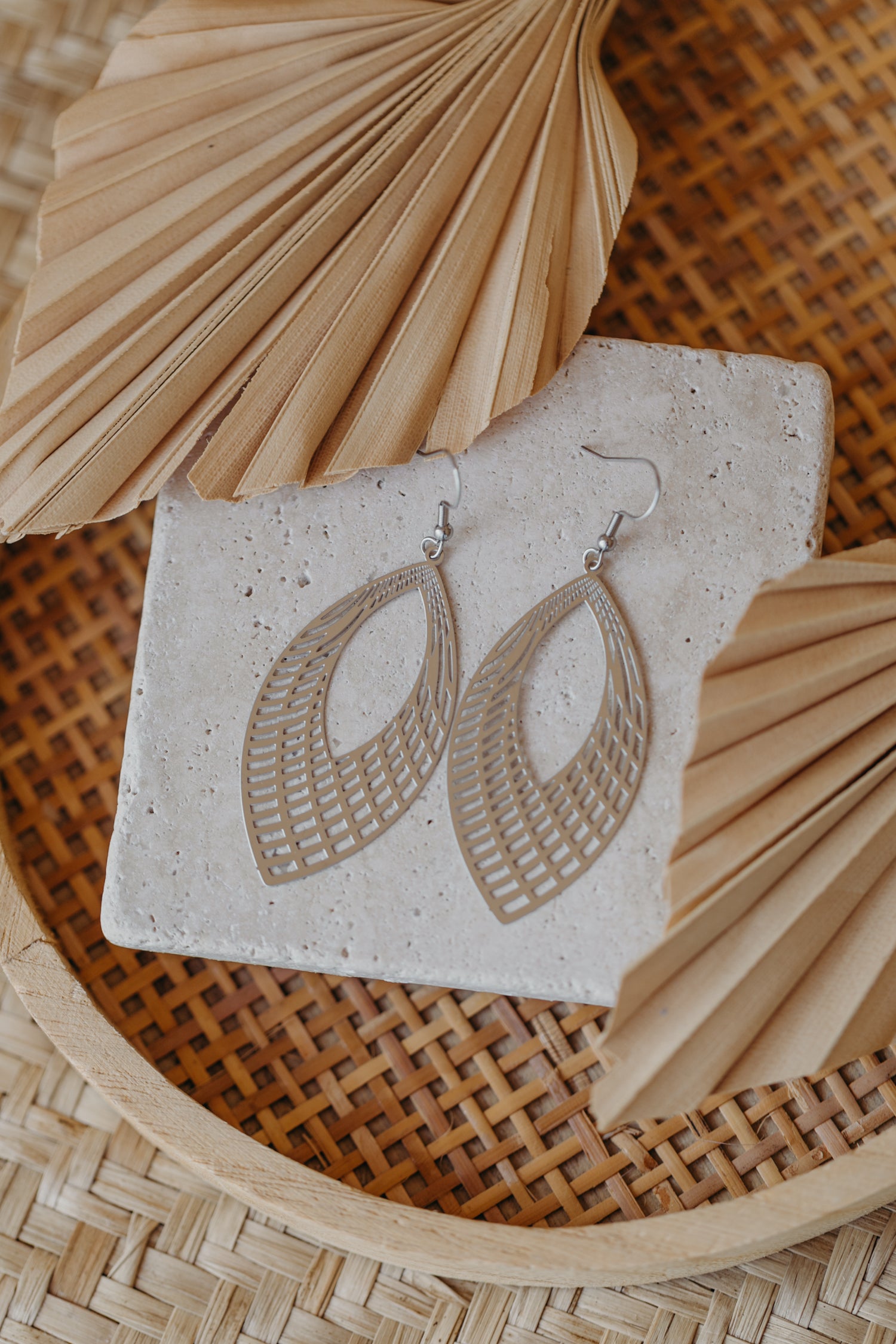 große Blatt Ohrringe aus Edelstahl