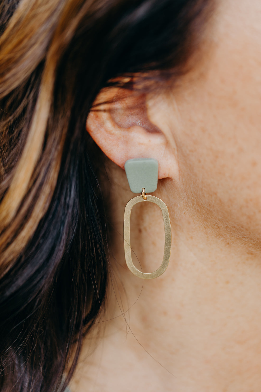 MIKU - Polymer Clay Earring in Eucalyptus Green