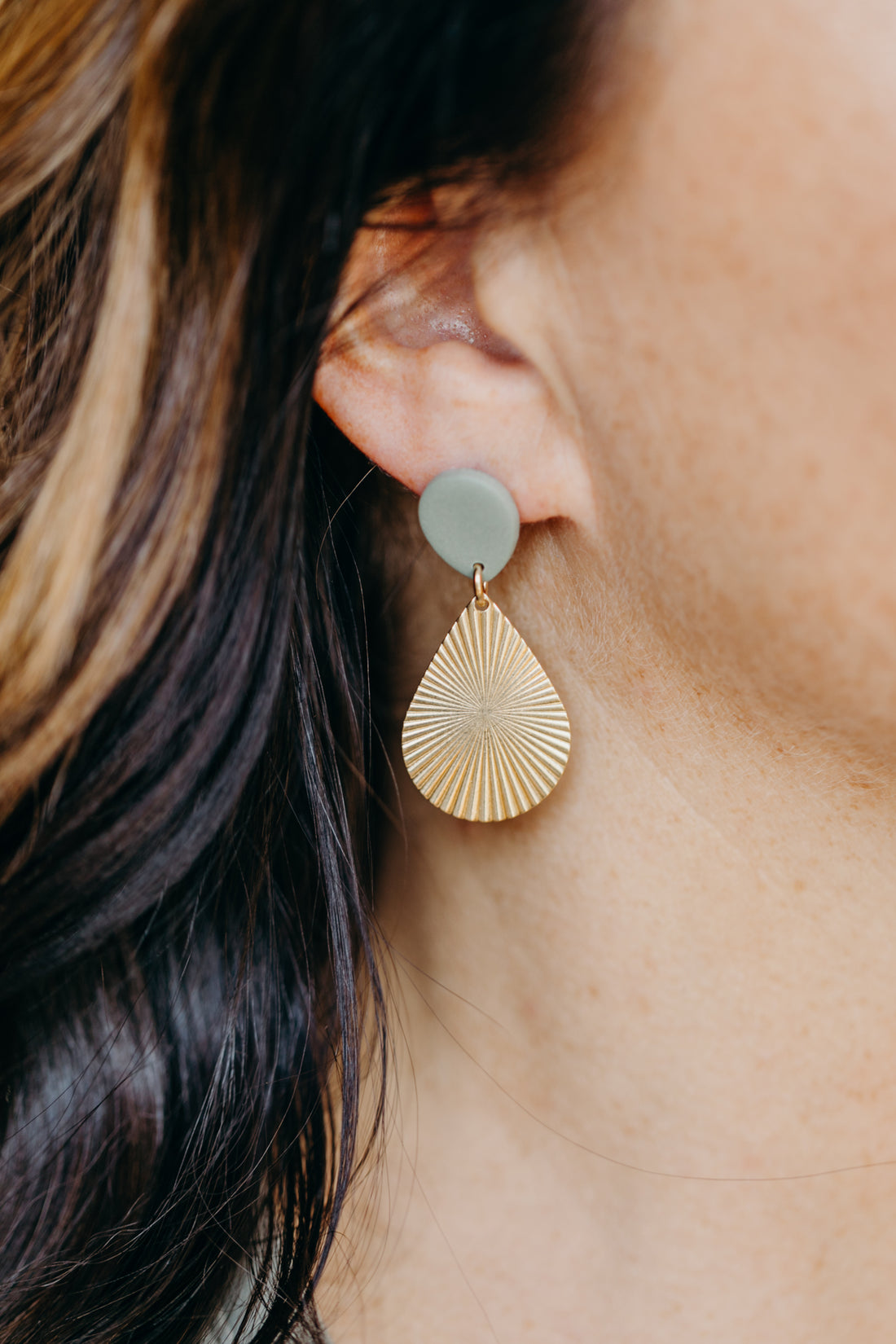 SEDA - Polymer Clay Earring in Eucalyptus Green