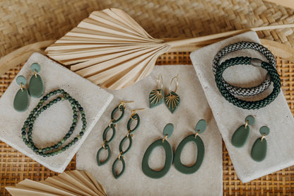 Polymer Clay Earring in Eucalyptus Green