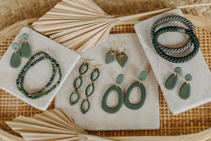 Polymer Clay Earring in Eucalyptus Green