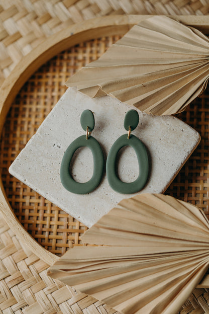 Polymer Clay Earring in Eucalyptus Green