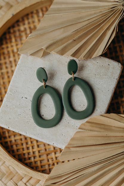 Polymer Clay Earring in Eucalyptus Green