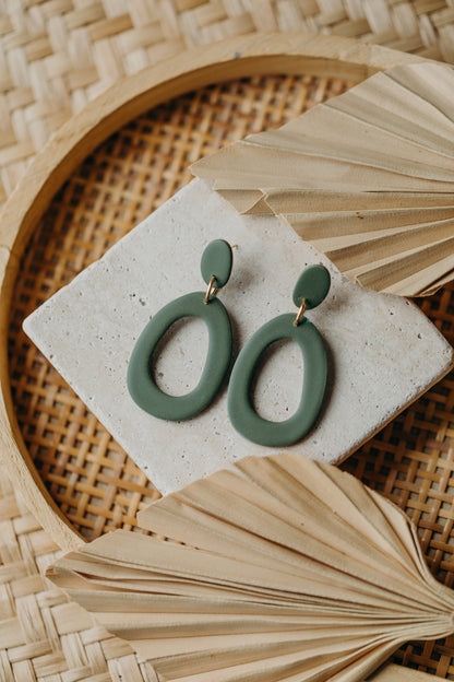 Polymer Clay Earring in Eucalyptus Green