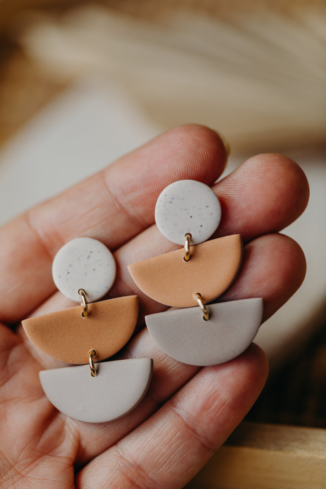 FRANCESCA - Polymer clay earrings in lime, soft tangerine and pebble