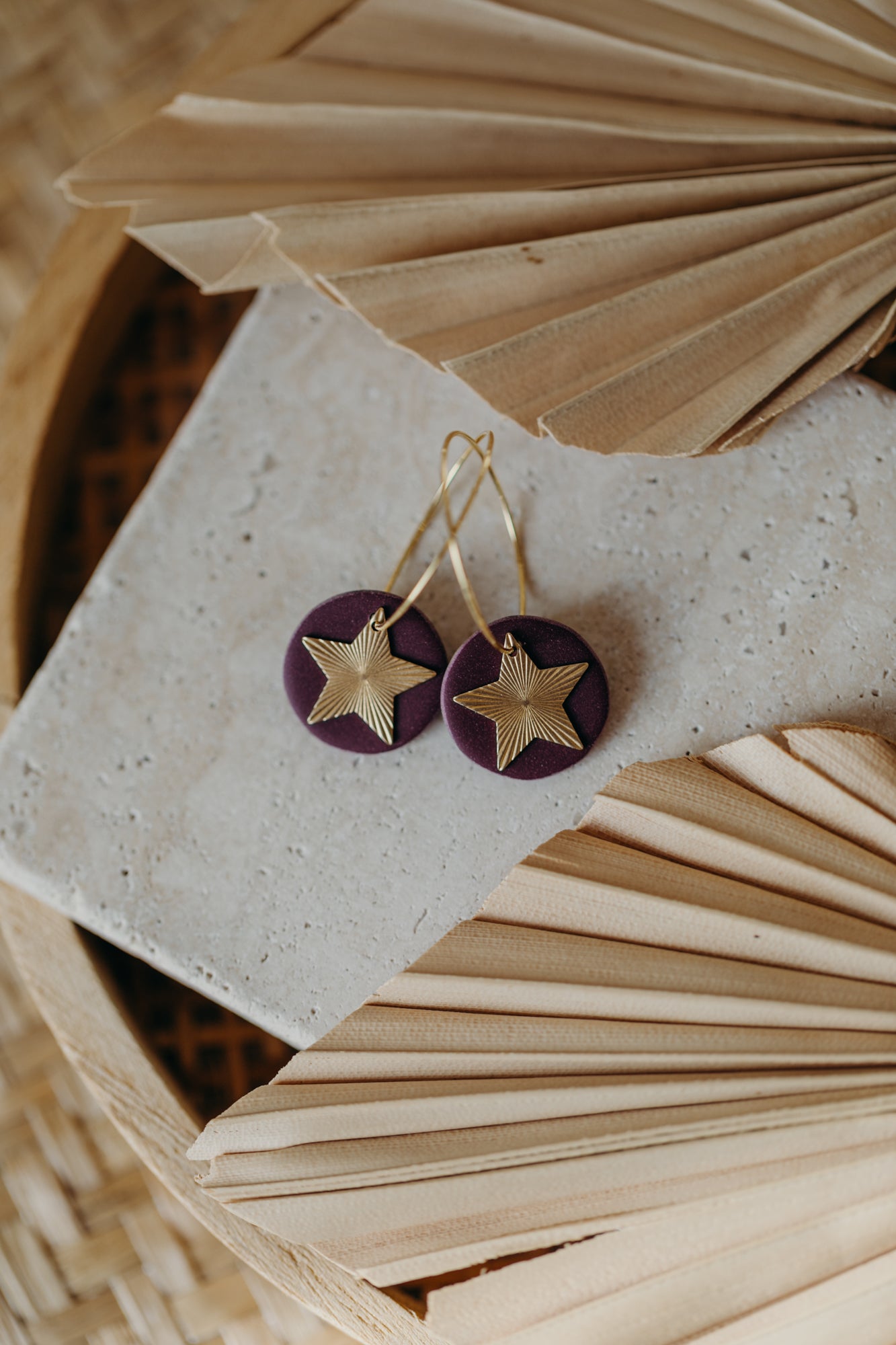 FRANZI - merlot farbene Creolen mit Stern