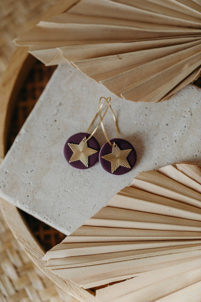 FRANZI - merlot farbene Creolen mit Stern