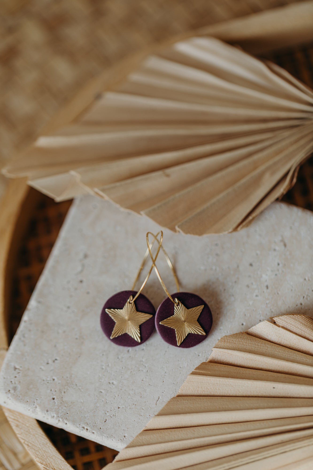 FRANZI - merlot farbene Creolen mit Stern