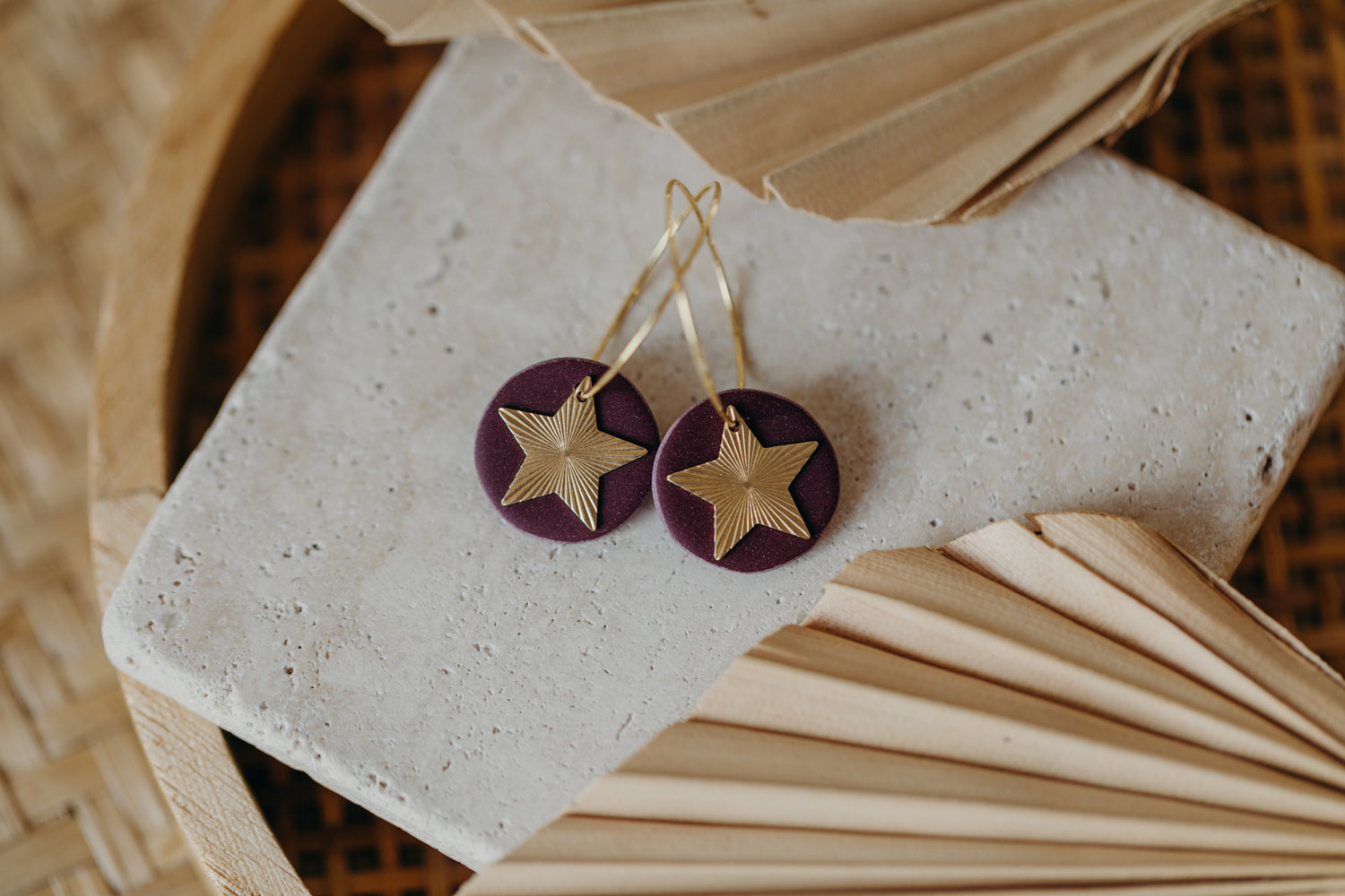 FRANZI - merlot farbene Creolen mit Stern