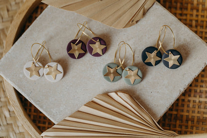 FRANZI - schwarze Creolen mit Stern