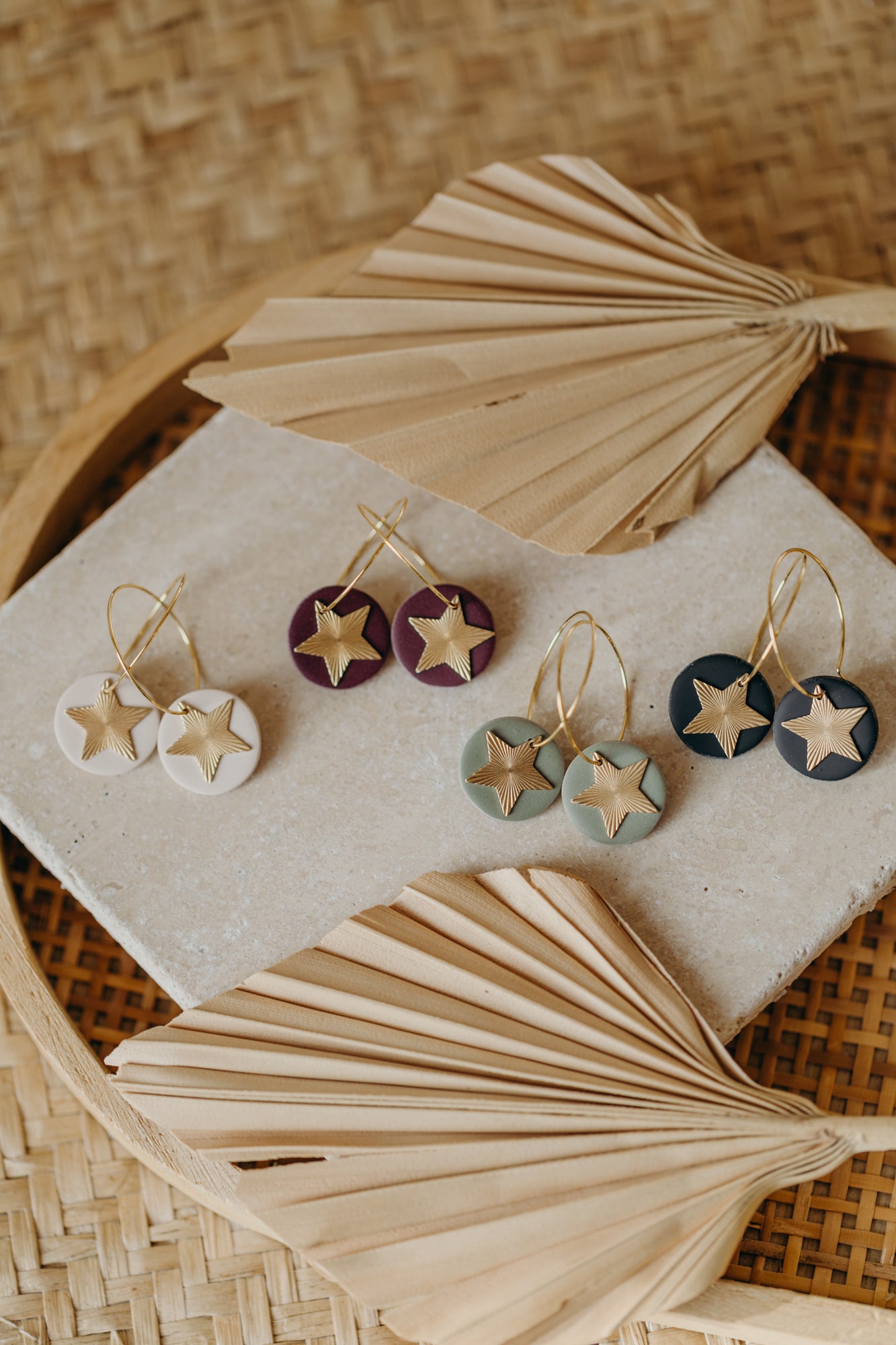 FRANZI - merlot farbene Creolen mit Stern