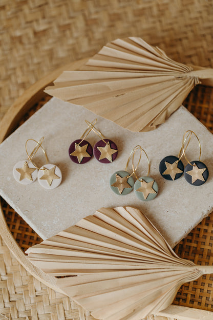 FRANZI - merlot farbene Creolen mit Stern