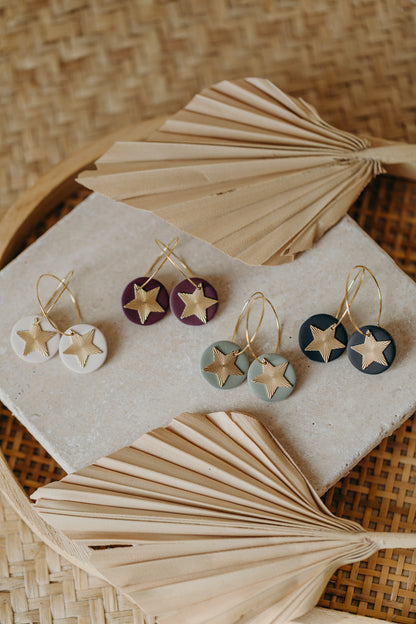 FRANZI - eukalyptus grüne Creolen mit Stern