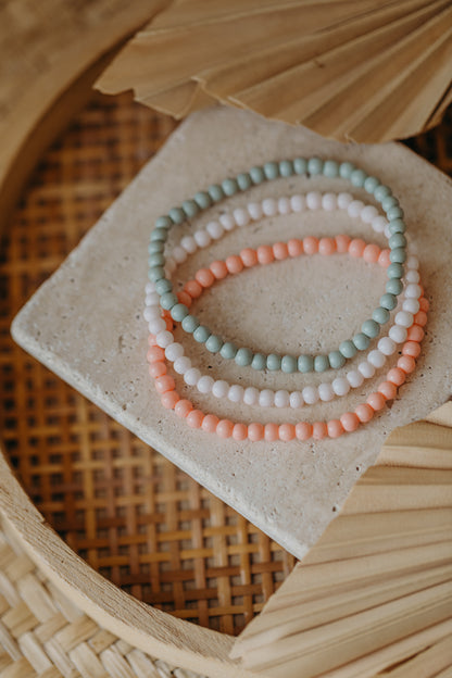 eucalyptus green glass bead bracelet (4mm)