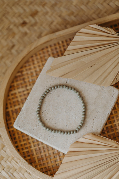 eucalyptus green glass bead bracelet (4mm)
