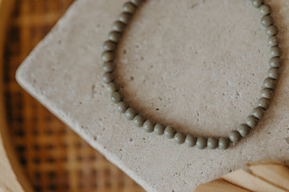 eucalyptus green glass bead bracelet (4mm)