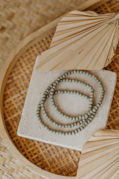 eucalyptus green glass bead bracelet (4mm)
