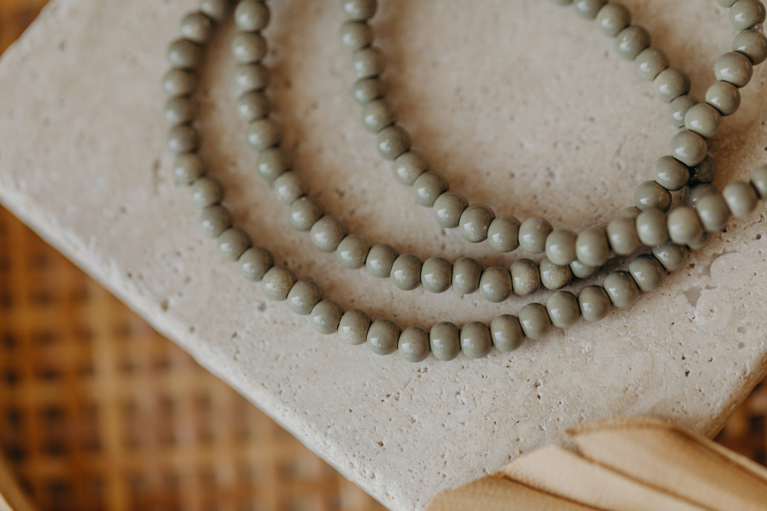 eucalyptus green glass bead bracelet (4mm)