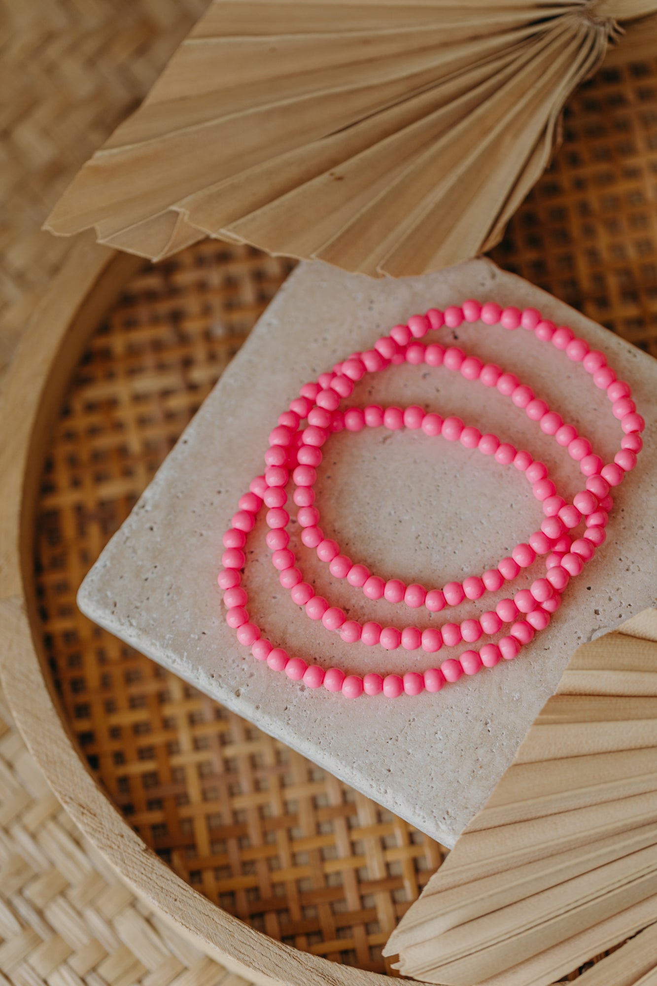 pinkes Glasperlenarmband (4mm)