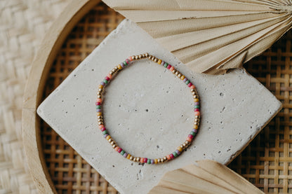 two-tone glass bead bracelet blue &amp;amp; cream