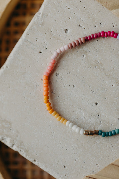 two-tone glass bead bracelet blue &amp;amp; cream