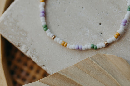 two-tone glass bead bracelet blue &amp;amp; cream