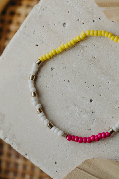 two-tone glass bead bracelet blue &amp;amp; cream