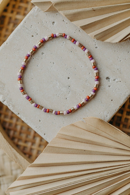 two-tone glass bead bracelet blue &amp;amp; cream
