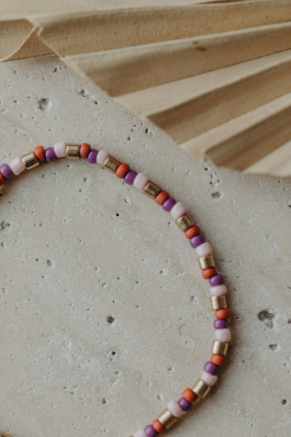 two-tone glass bead bracelet blue &amp;amp; cream