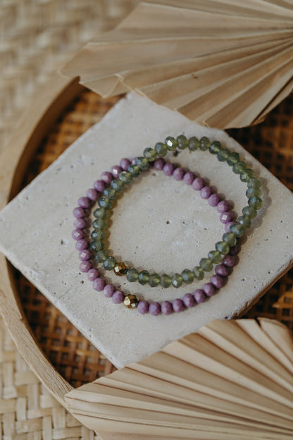 two-tone glass bead bracelet blue &amp;amp; cream