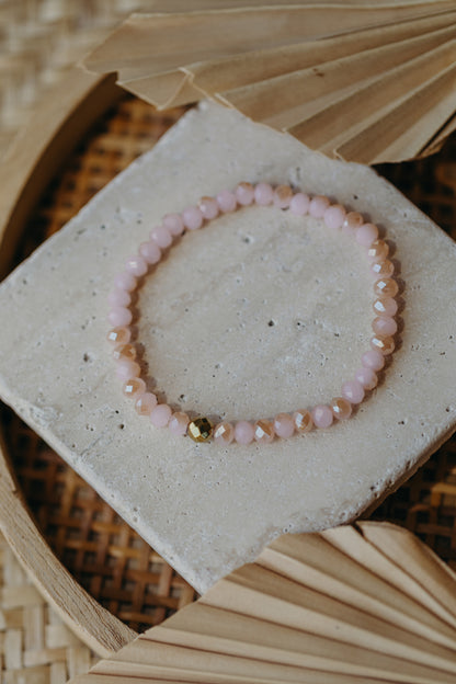 two-tone glass bead bracelet blue &amp;amp; cream