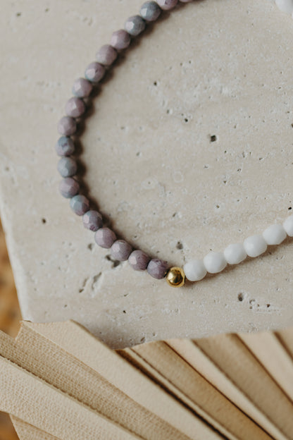 two-tone glass bead bracelet blue &amp;amp; cream